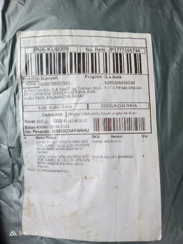 Jumbo Shinta / Atasan Pria Big Size Jumbo Xl Ld 110 / Atasan Batik Wanita Fitri Batik Asifa Fashion
