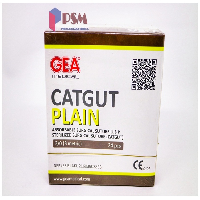 Catgut Plain with Neddle Gea 2.0 3.0 4.0 ECER