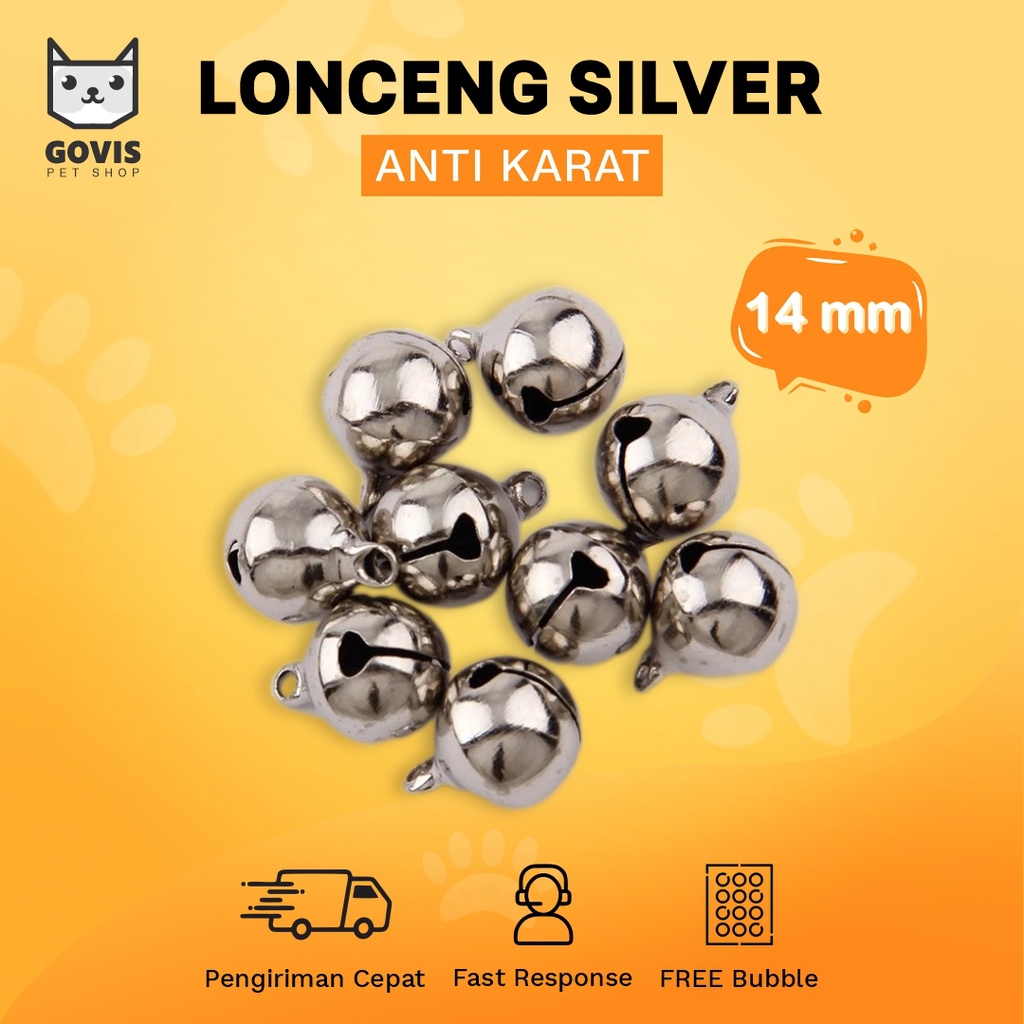 Lonceng Kucing Premium Anti Karat Warna Silver 14mm