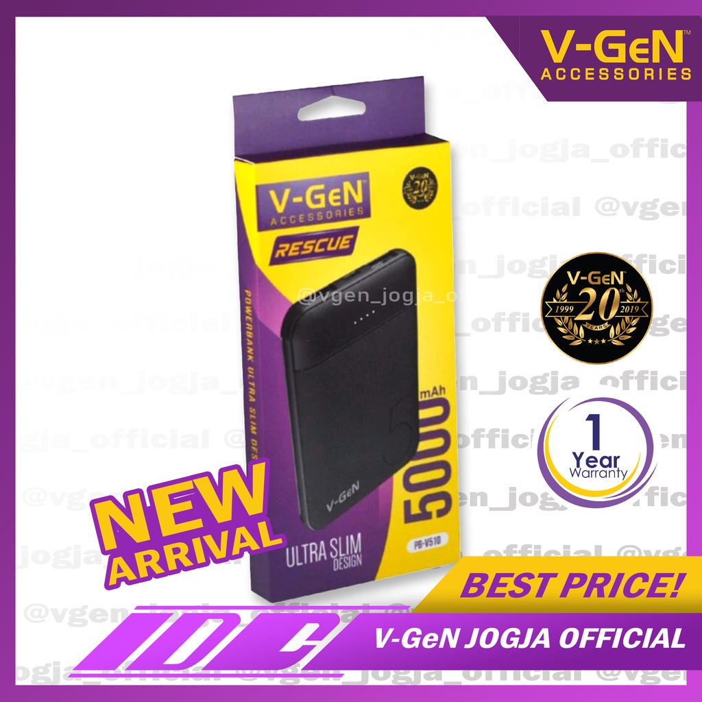 Powerbank V-GeN V510 5.000 mAH Slim Design Flight Friendly