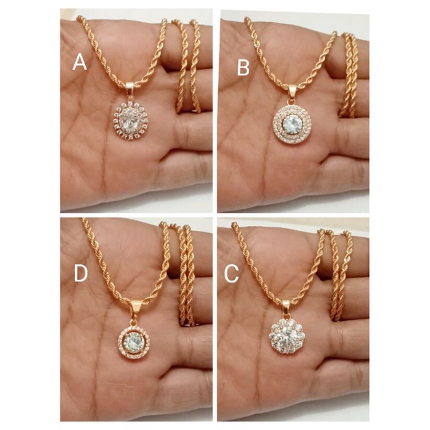 NB574. Kalung xuping wanita lapis emas dgn mata zircon ukuran 45 cm model tambang