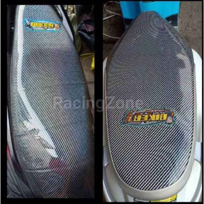 kulit jok biker sarung jok karbon carbon Thailand motif by bikers matic bebek semua motor