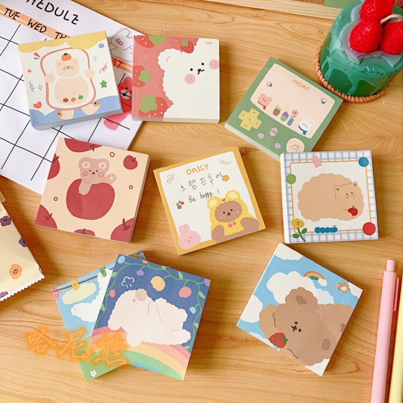 

[ PROMO ] Softy BearBy 100 sheets memo pad | Bahan DIY Planner Journal Lucu Korea