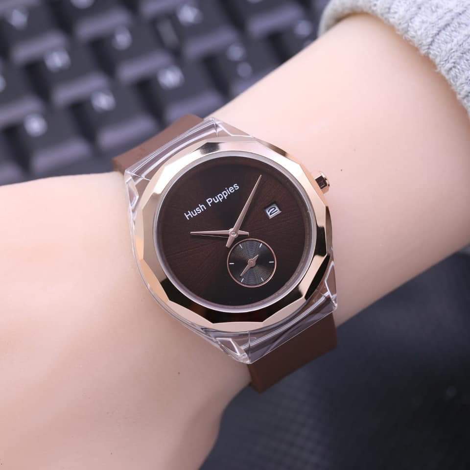 JAM TANGAN WANITA HUSH PUPPIES RUBBER TANGGAL CHRONO DETIK AKTIF DM 3,5 CM || JAM TANGAN FASHION