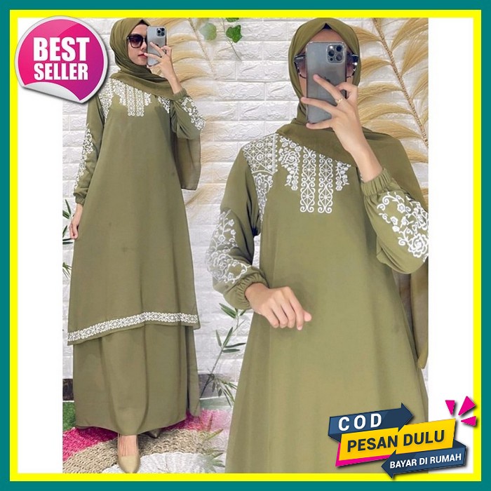 Baju Gamis Midi Pesta Big Size Muslim Wanita Harian Kekinian Terbaru 2021 Rayon Viscose Jumbo Ld 110