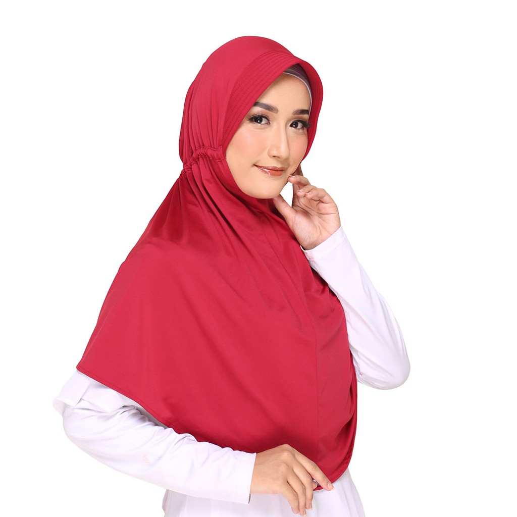 Elzatta Jilbab Instan Polos Zaria Sahara L-122 (Maroon)