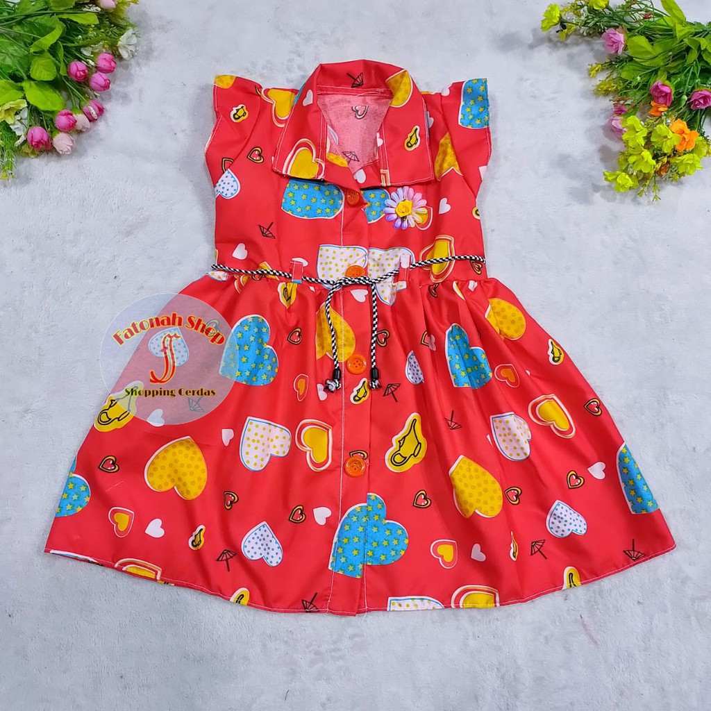 Dress anak 1 2 tahun baju anak cewek perempuan kancing ( dress kancing planet )