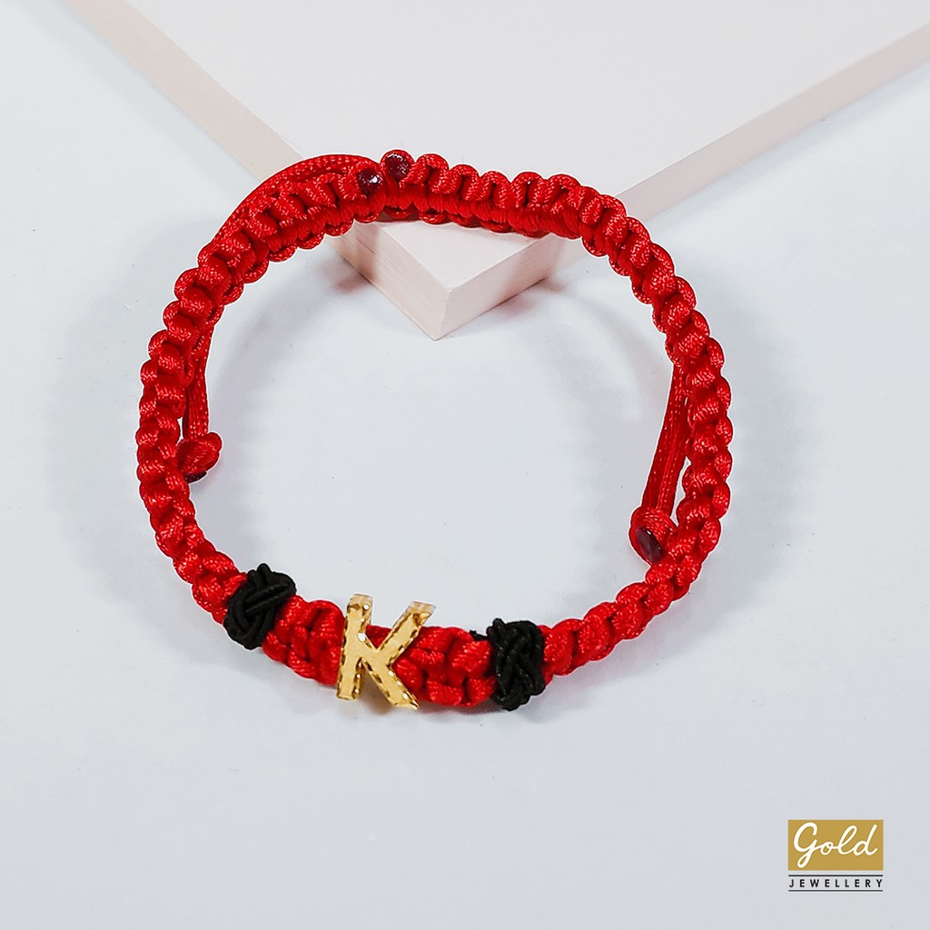 Gelang tali emas kuning kadar 700 70% inisial K bsr tali gpg merah