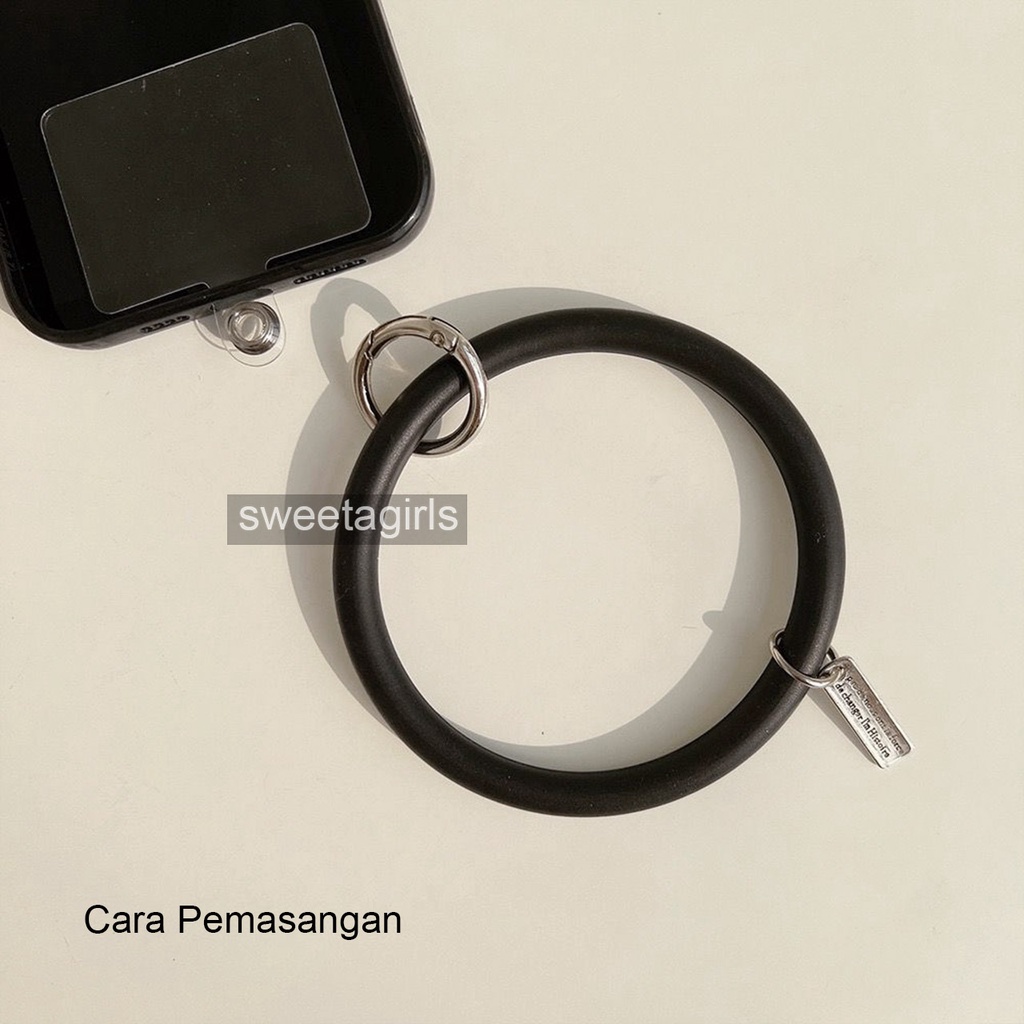 Gantungan Hp model gelang - sweetacase.id - Model Bulat Silicon - Anti Jatuh - Tali Lanyard silikon - Tali gantungan Hp - simpel dipasang - anti hilang - aksesoris unik - universal bisa dipakai semua tipe handphone