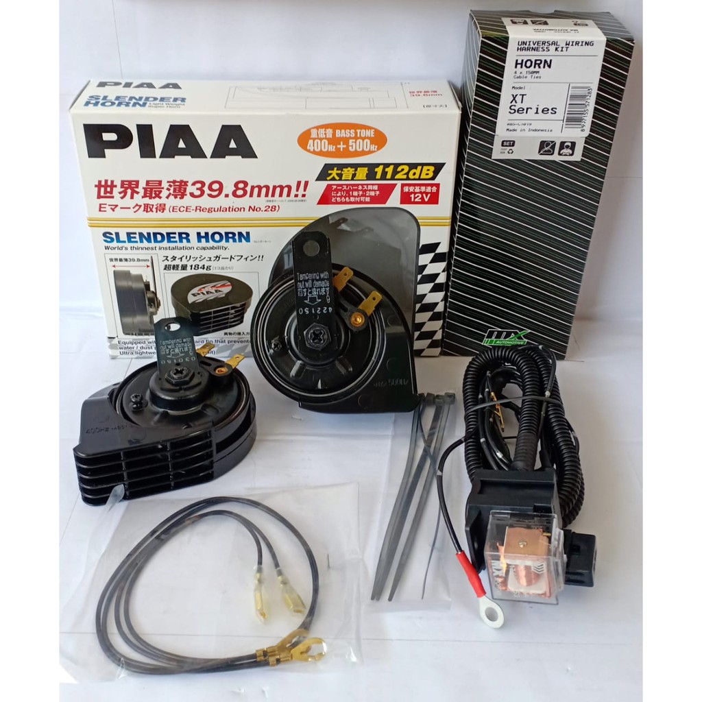 PAKET KLAKSON PIAA SLENDER HORN KEONG 12V MADE IN JAPAN SET RELAY MX