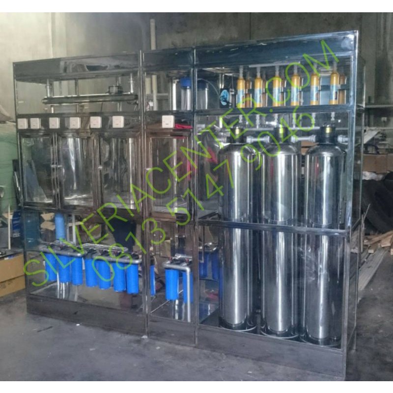 mesin alat depot air minum isi ulang galon bahan stainless 3in1 bio ozon mineral tanpa tandon. (BISA