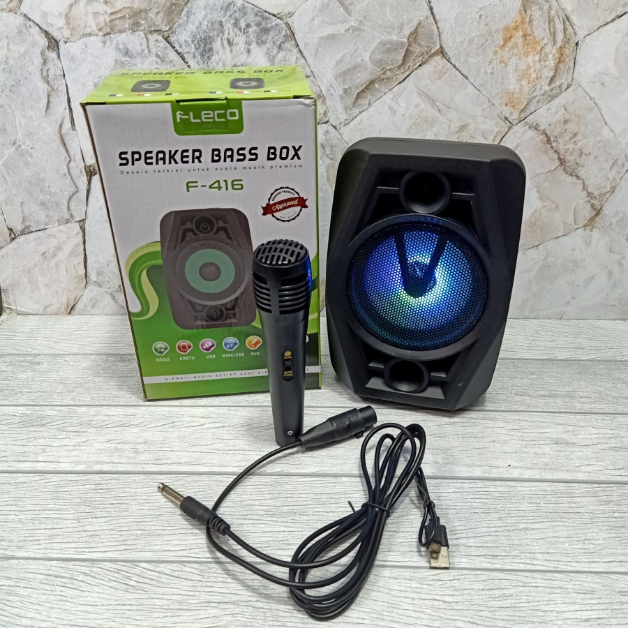 Speaker Bluetooth Portable Fleco F-416/F-417 Plus Microphone Karaoke/Salon Karaoke Fleco/Sound Syste