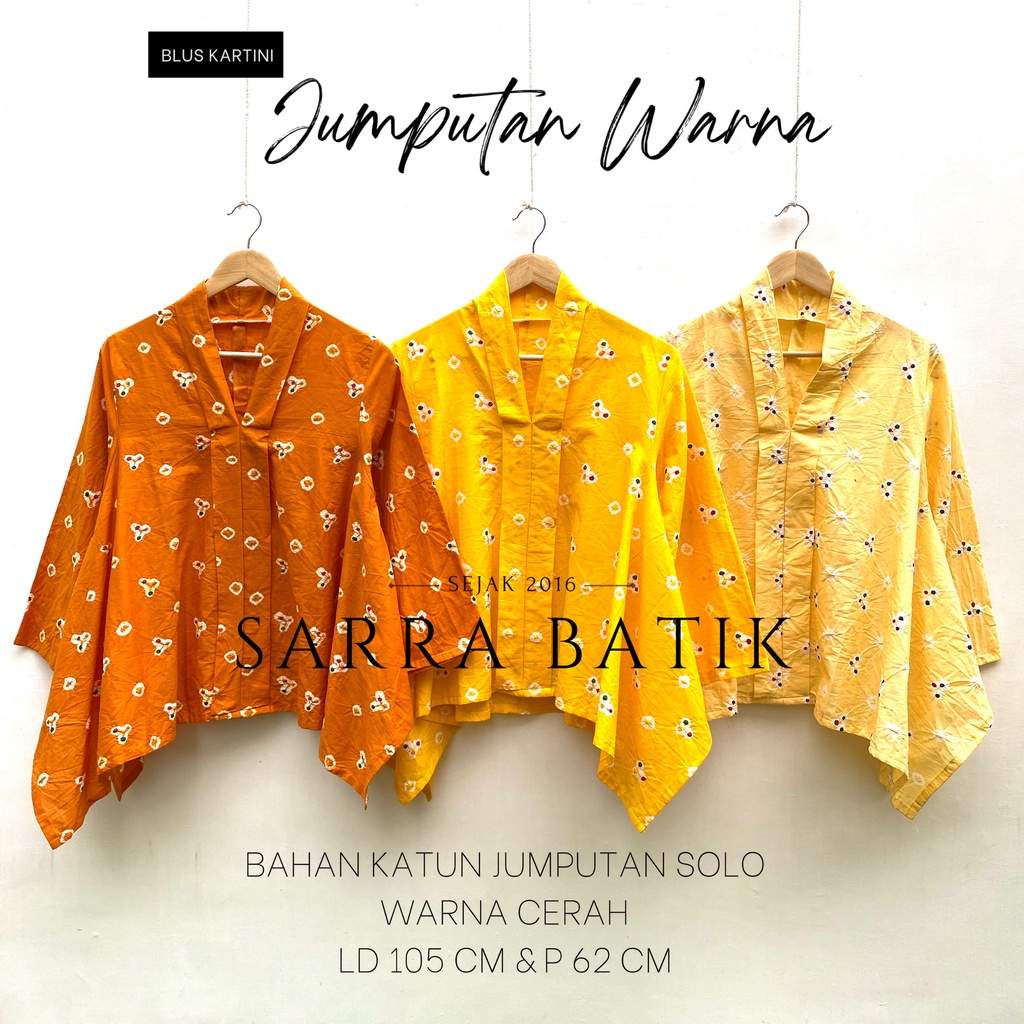 [PREMIUM] Blus Kartini Jumputan Warna Batik YELLOW SERIES Tiedye Warna Katun Atasan Kerja Casual Modern Solo Muslim Tie Dye