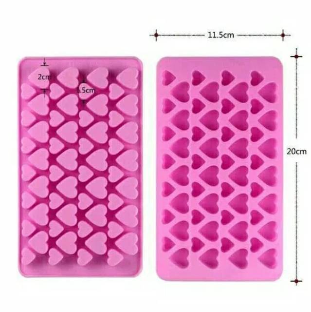 Cetakan coklat puding silikon hati 2 ukuran 56 cavity love heart fondant silicone mold