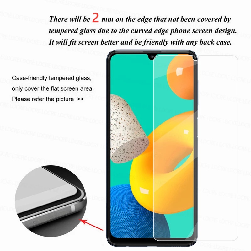 PROMO 2in1 Tempered Glass SAMSUNG M32 Full Layar Kaca Bening Free Tempered Glass Lens Camera