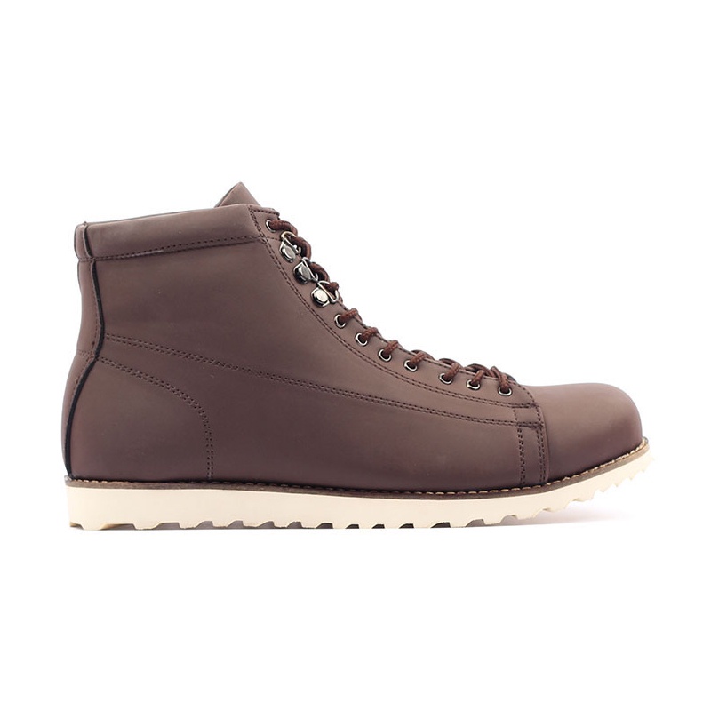 HIDEAKI DARK BROWN ORIGINAL x GIANT FLAMES Sepatu Boots Coklat Pria Casual Vintage Klasik Jalan Santai Hangout Kuliah Kerja Formal Boot Semi Kulit Premium Leather Classic Shoes Motor Bikers Touring Footwear Big Size Ukuran Besar Jumbo 44 45 Keren Terbaru