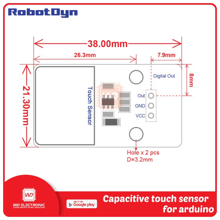 TOUCH SENSOR MODULE ROBOTDYN CAPACITIVE TOUCH SENSOR