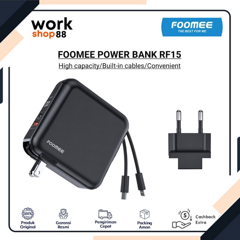 Baru FOOMEE RF15 Power Bank 15.000 mAh - Original Garansi Resmi - Fast Charging QC3.0 iPhone / Andro