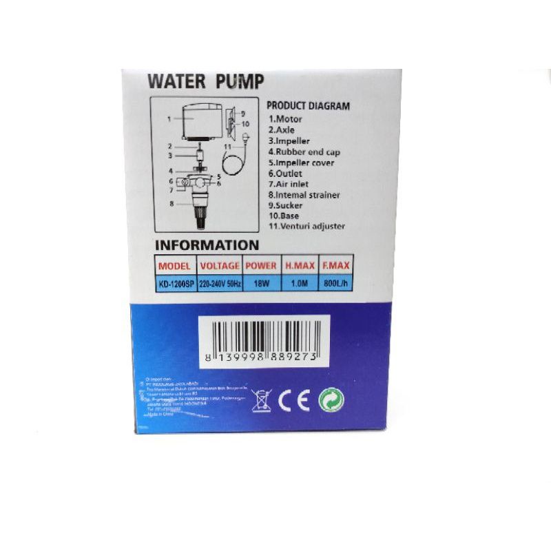 KANDILA KD 1200 SP / KD 1200 ZP POMPA AIR AQUARIUM AQUASCAPE