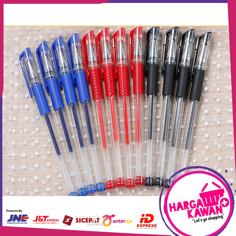 Pulpen Warna Hitam Biru Merah  Gel 0.5 mm