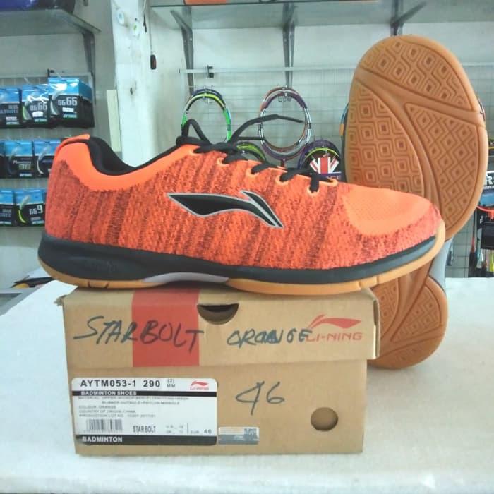 Sepatu Badminton original Li Ning Starbolt Orange size 46