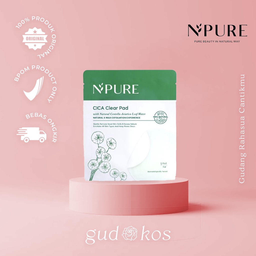 NPURE Cica Clear Pad - Daily Pack Isi 5 Pcs / Kapas Eksfoliasi Kulit Wajah