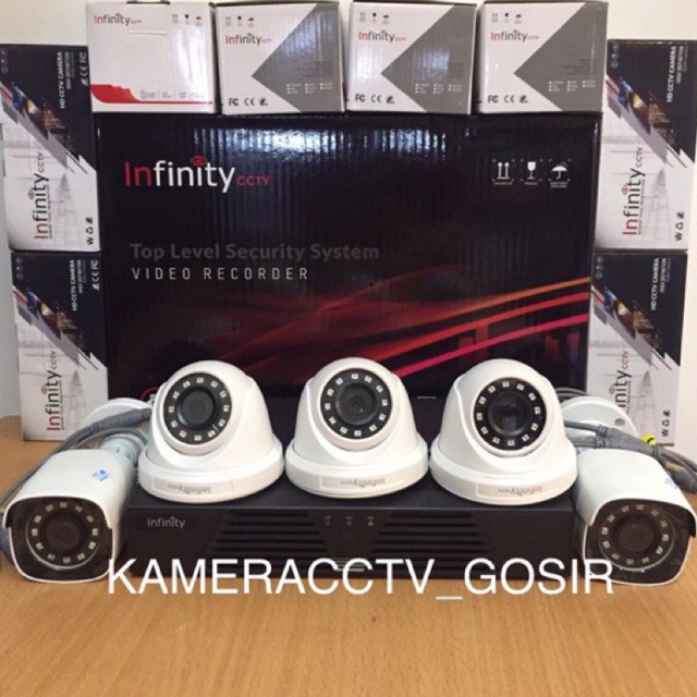 Paket cctv infinity 8 channel dengan 5 kamera infinity 2mp 1080P tinggal pasang