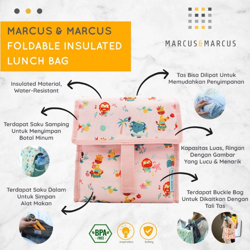 Marcus &amp; Marcus Foldable Insulated Lunch Bag - Tas Penyimpanan Makanan