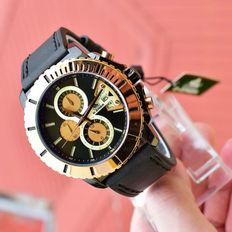 Jam Dziner Dz9041 kulit Original- Pria- chrono aktif+ free gelang (model random