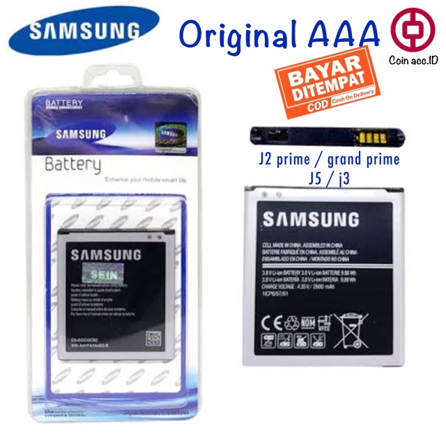 Baterai/batre SAMSUNG J2 prime G532/prem G530/J5 2015/J3 pro/J2 core [EB-BG530CBE] original 2600mah