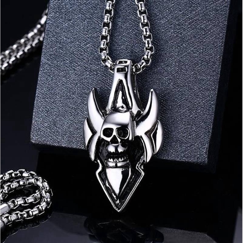 Vintage Cross Necklace Men Punk Gold Black Skull Pendant Male Viking Sword Necklace Gothic Jewelry