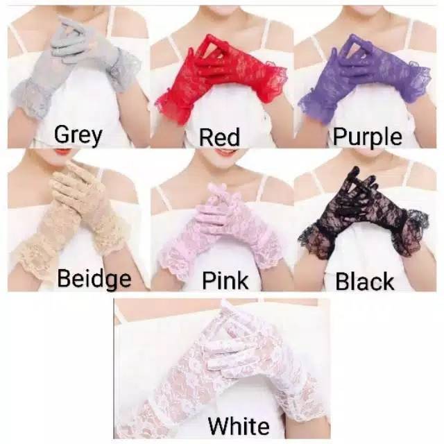 (SR-01) Sarung tangan RENDA lace sarung tangan pengantin import