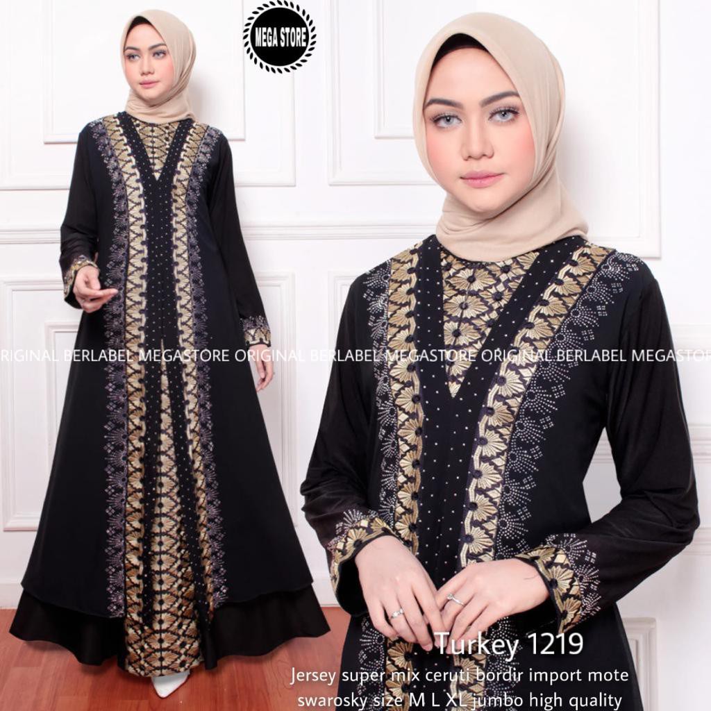 OK - NEW ABAYA TURKEY HITAM TERBARU| ABAYA TURKEY MEWAH | ABAYA TURKEY BORDIR | TURKEY 1219