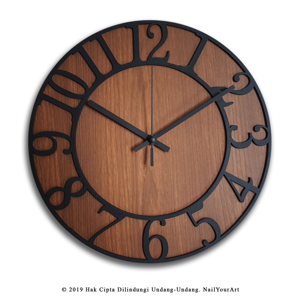 Jam Dinding Numeric Wall Clock Mesin Sweep Movement