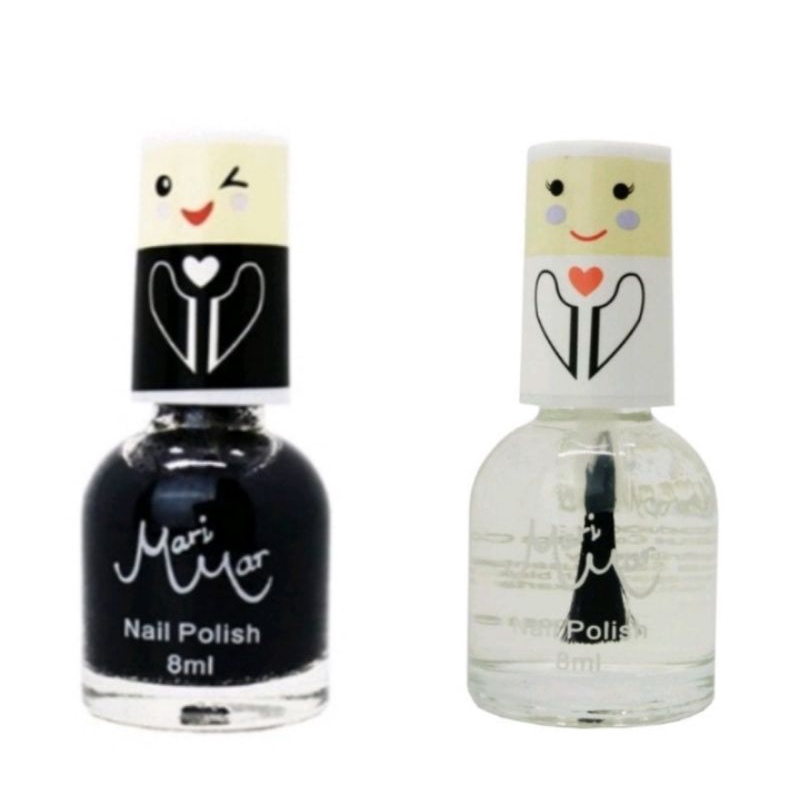 Kuteks Marimar Nail Polish Transparent Bening / Hitam Original