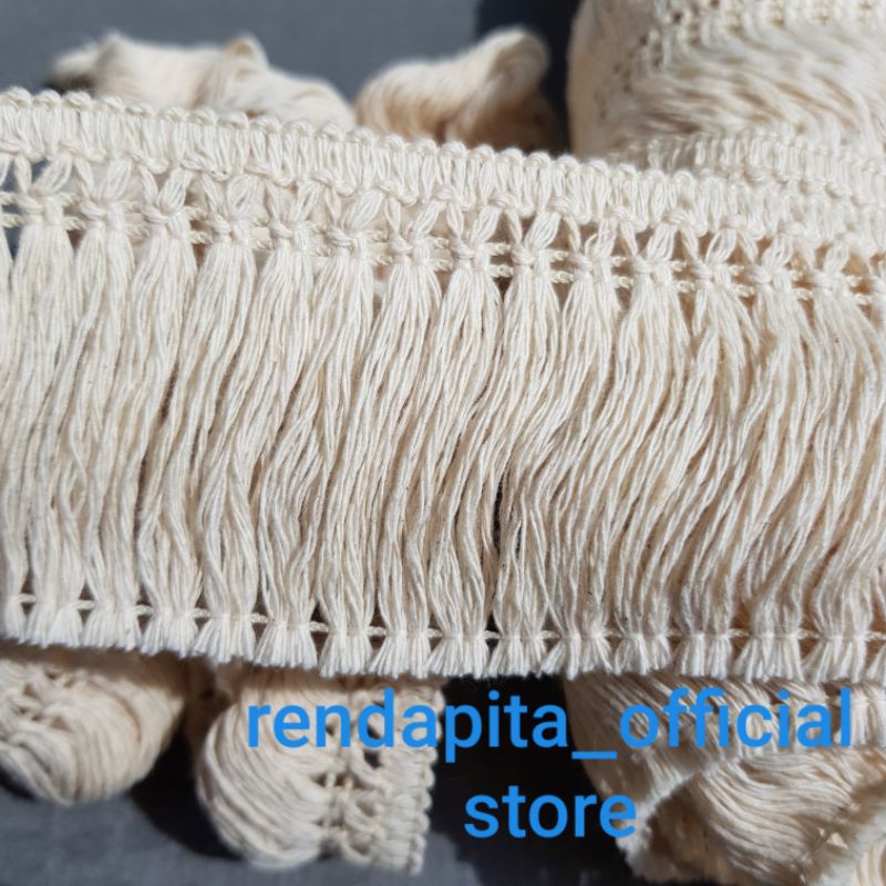 Renda Rumbai Katun 6cm (ROLL GULUNGAN BESAR) ASLI Original rumbai katun 6 cm / renda rumbai sajadah