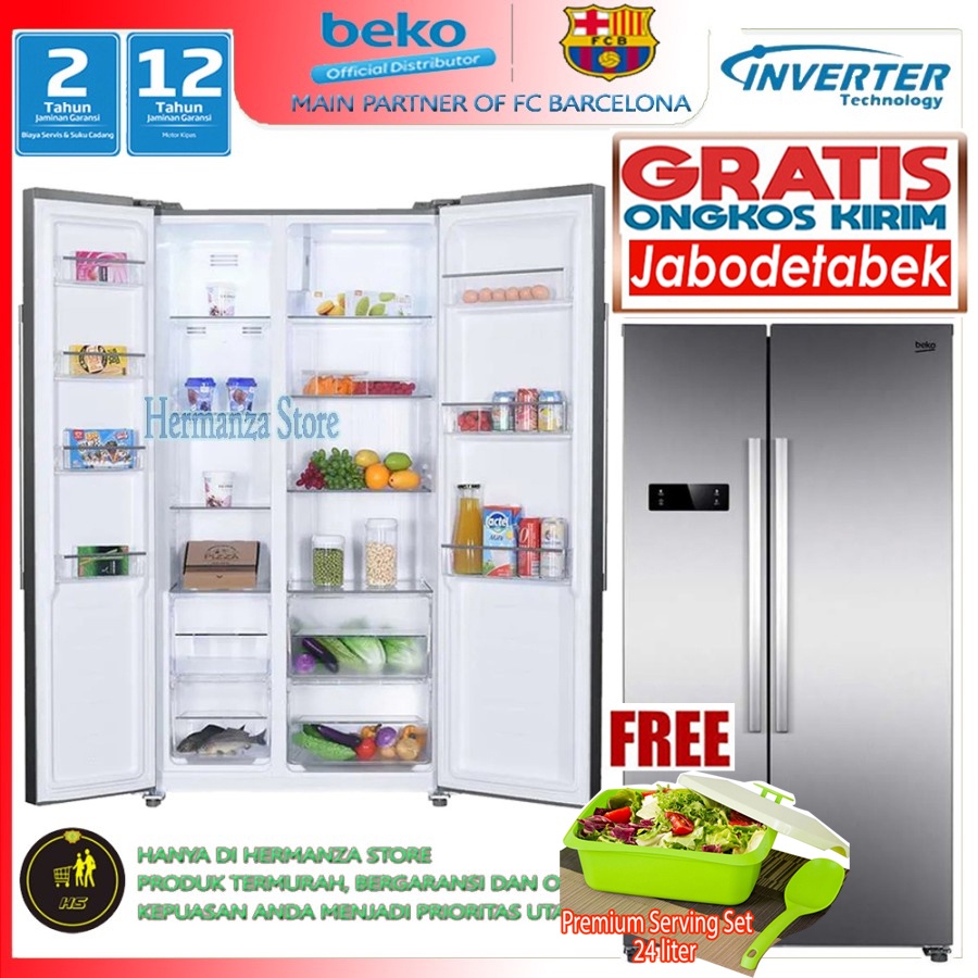 Kulkas BEKO Side By Side 500 Lt GNO4331XPID (FREE ONGKIR JABODETABEK)