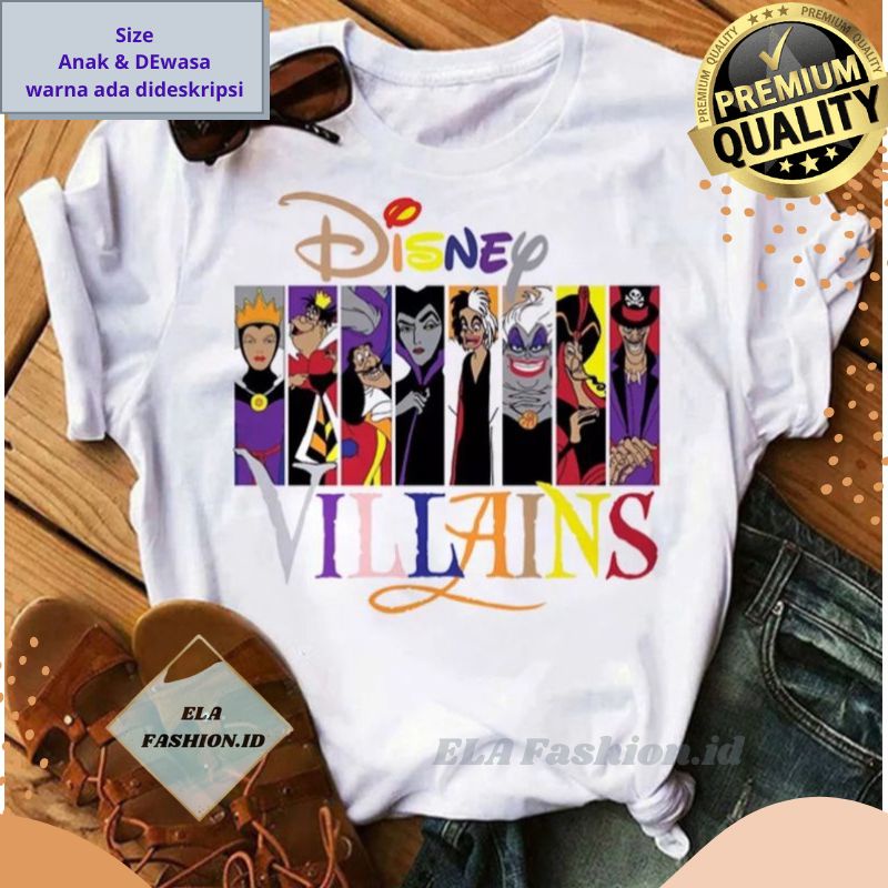 Kaos Villains Kaos Disney pria Wanita Kaos Disney Anak Perempuan wanita import Kaos Kartun