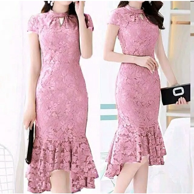 *[RXFK] Dress Casual Brukat Wanita / Dress Elegant Wanita Terbaru / Dress Brukat Wanita Kekinian