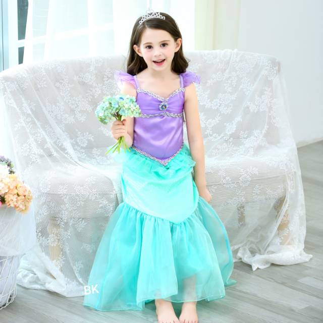 NEW MERMAID DRESS / DRESS PRINCESS ARIEL MERMAID IMPORT / KOSTUM PRINCESS DUYUNG IMPORT ULANG TAHUN