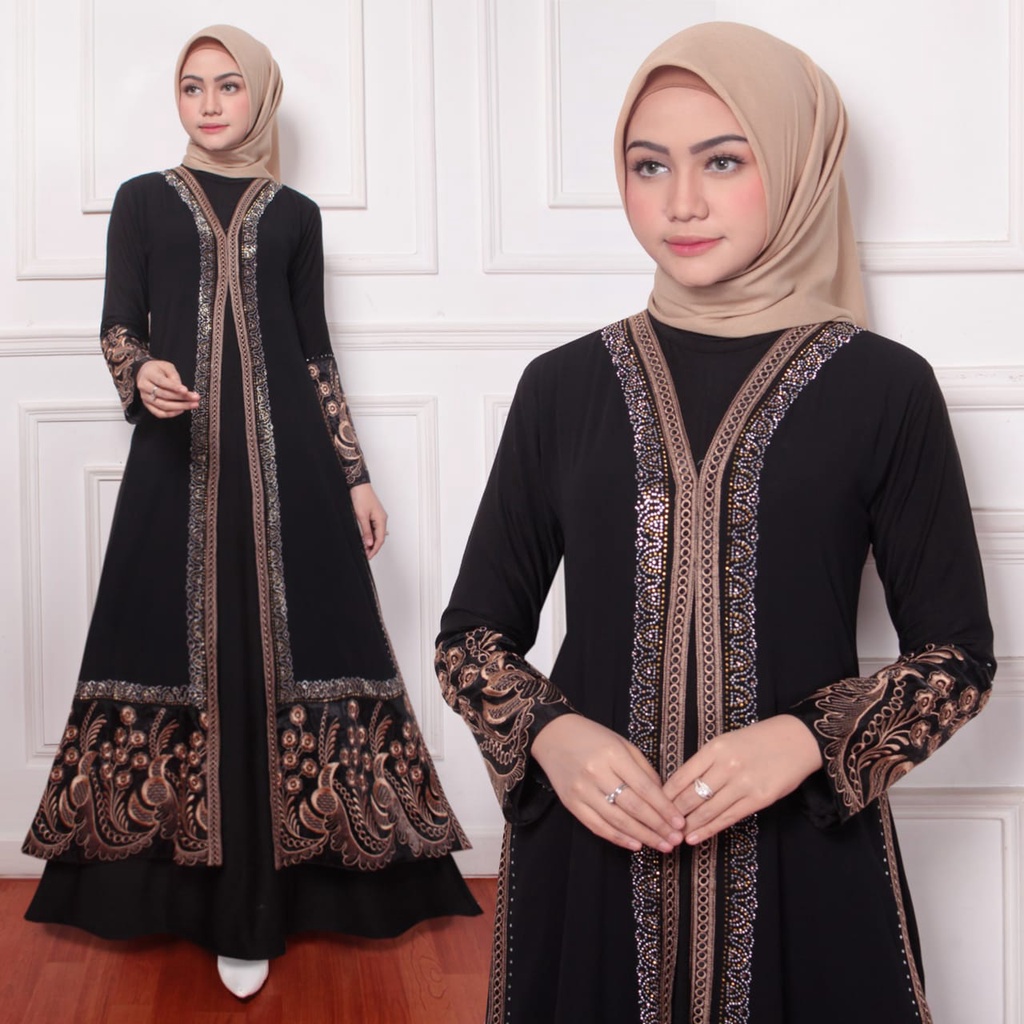 ABAYA DUBAI MUTIARA turki arabian model jersey mix ceruty bordir import size premium