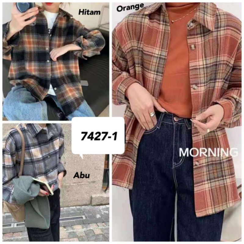 kemeja katun flanel import 7427