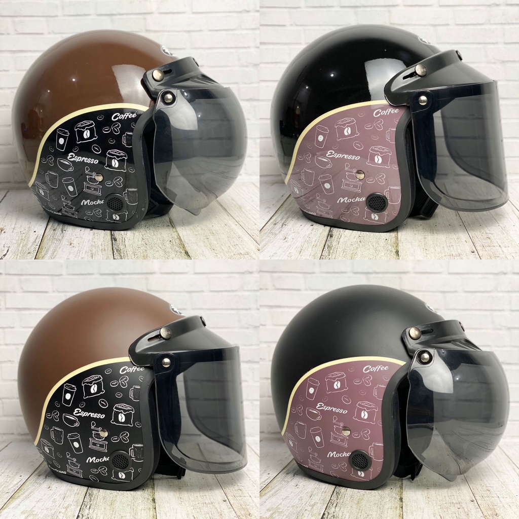 Helm Bogo Dewasa Helm Motor SNI Motif Kopi