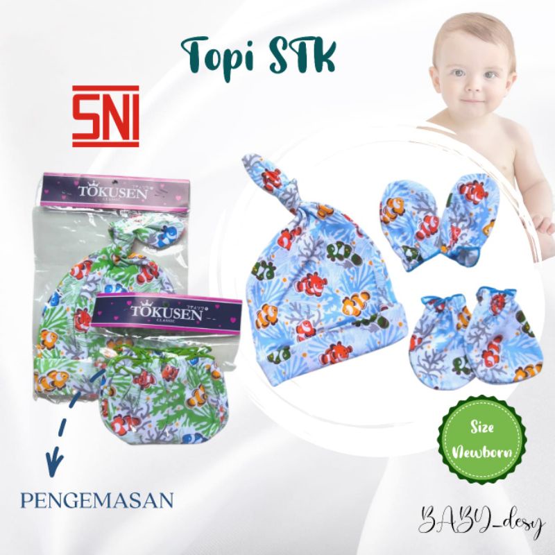 1 SET TOPI DAN SARUNG TANGAN KAKI BAYI NEWBORN SNI / 1SET TOPI SARTAKI BAYI