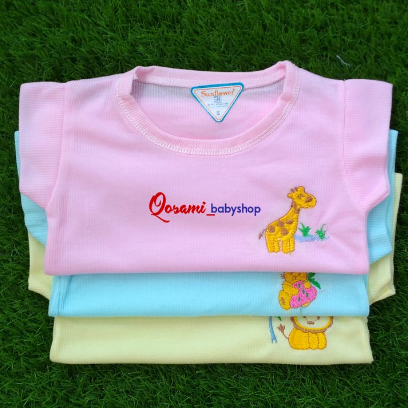 SUNFLOWER 3 pcs Kaos Oblong Pendek Bayi Warna SNI