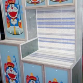 Rak Piring 3 Pintu Kaca Lukis Tiang Besar Full Colour 