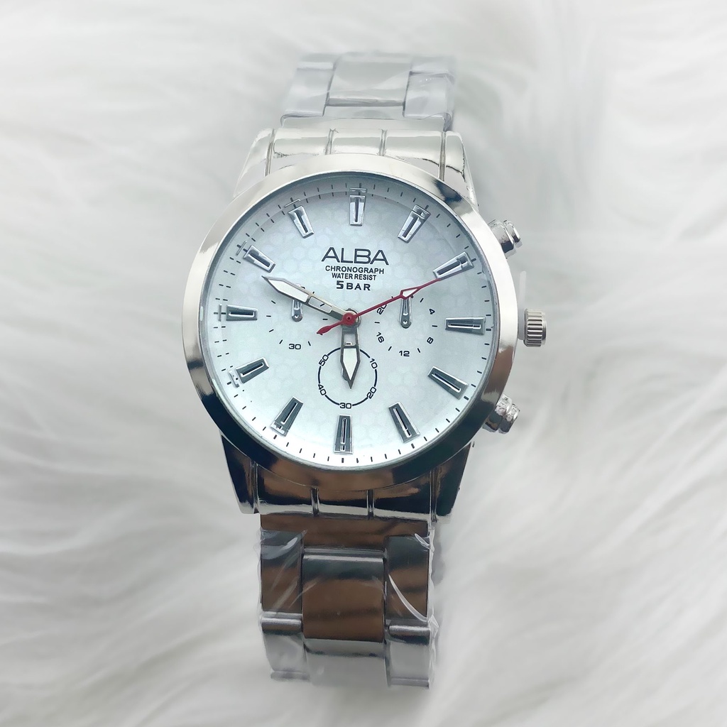 JAM TANGAN RANTAI PASANGAN ALBA#02 Stainless Steel BULAT RANTAI PRIA DAN WANITA