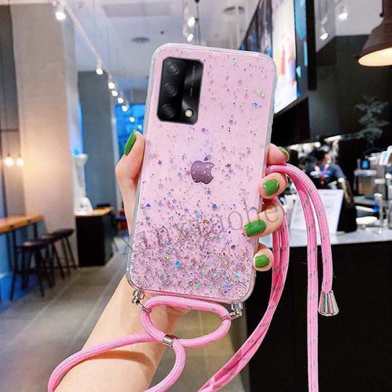 Case Tali Nagita Oppo A16 A54 A55 5G A74 4G A74 5G F19S 2021 Lanyard Glitter Gantungan