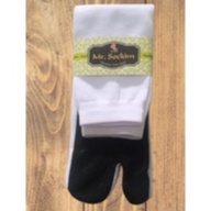 Kaos kaki Muslimah Jempol (Polos,Nylon Spandek,pendek panjang)-Putih Tapak Hitam