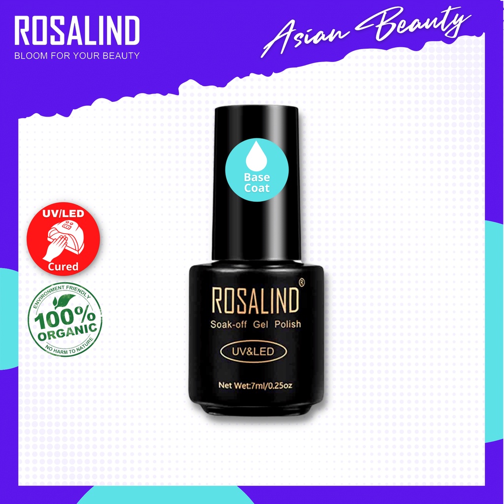 ~AB~ ROSALIND Base Coat dan Top Coat Nail Gel UV LED / Kutek / Cat Kuku